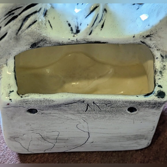 1950's Ceramic Black/White Puppy Dog Planter - Picture 9 of 14